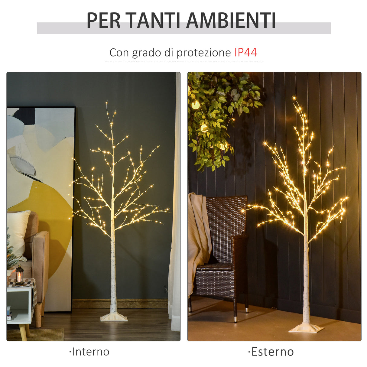 easycomfort easycomfort albero di natale bianco con luci led base quadrata e cavo di alimentazione in acciaio e pp 20x20x150
