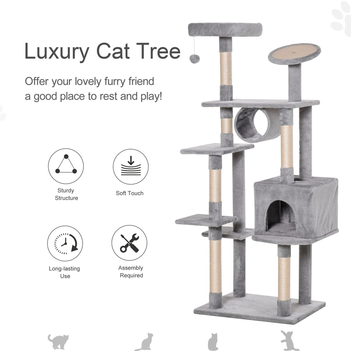easycomfort easycomfort albero tiragraffi con graffiatoio e trespoli per gattini e gatti adulti di max 4 5kg grigio ean 8054144133966