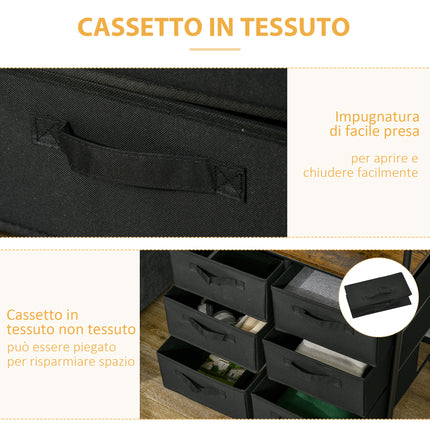 immagine-5-easycomfort-easycomfort-appendiabiti-da-terra-con-mobile-da-6-cassetti-in-tessuto-e-ripiano-aperto-63-5x40x172-5-cm-nero-e-marrone