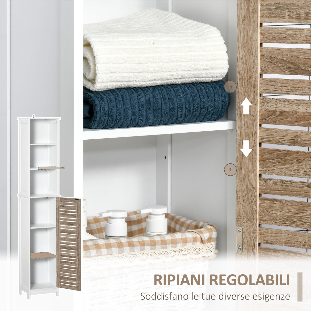 easycomfort easycomfort armadietto da bagno con 3 ripiani aperti e 3 ripiani chiusi regolabili in mdf 34x30x172cm