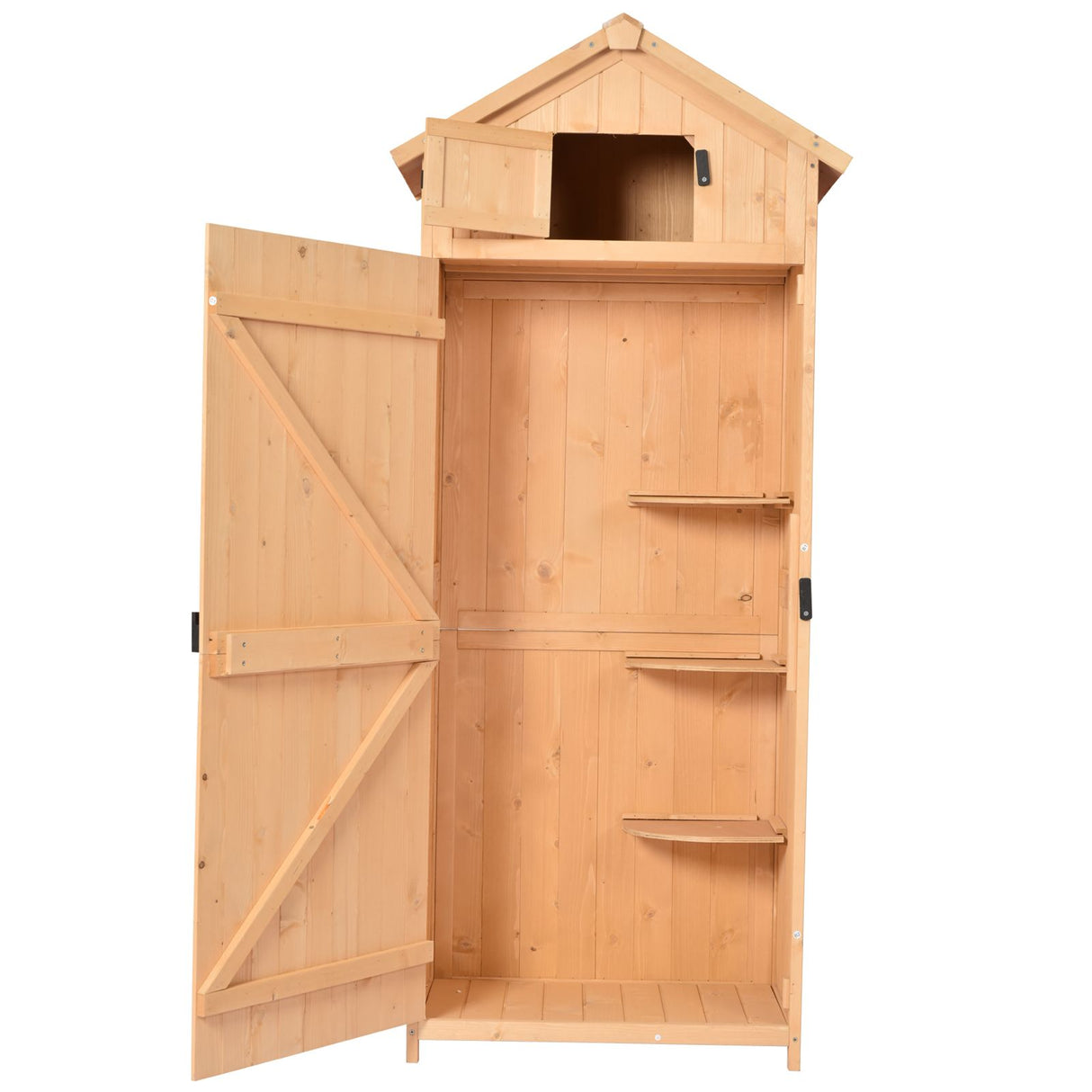 easycomfort easycomfort armadietto da giardino esterno porta attrezzi in legno con 3 mensole ean 8054144138916