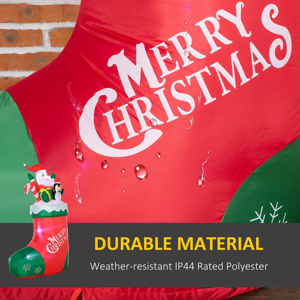 easycomfort easycomfort babbo natale gonfiabile con pinguino e calza natalizia luci led e gonfiatore incluso 90x50x149cm