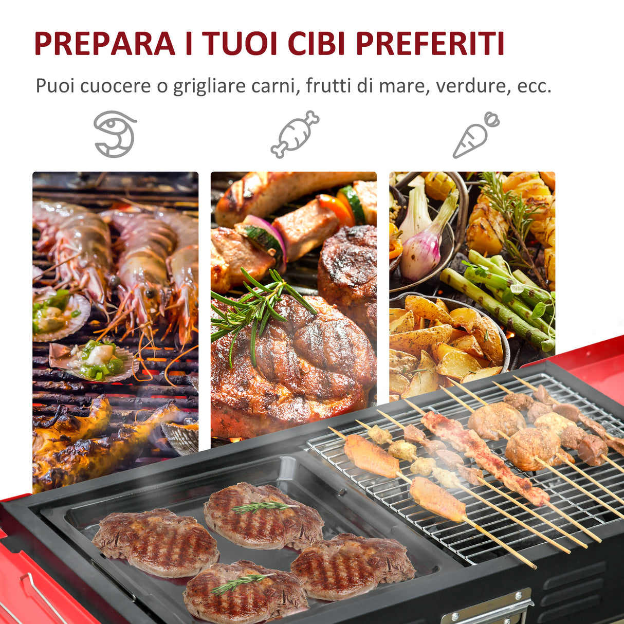 easycomfort easycomfort barbecue a carbone portatile altezza regolabile con griglia e teglia 120x31x60 70cm