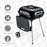 easycomfort easycomfort barbecue a carbonella con 2 griglie ripiano laterale e coperchio in metallo nero ean 8054144132969