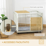 easycomfort easycomfort box per cani con fondo removibile e 5 ruote per cani fino a 18kg 81x55 5x62 5cm beige