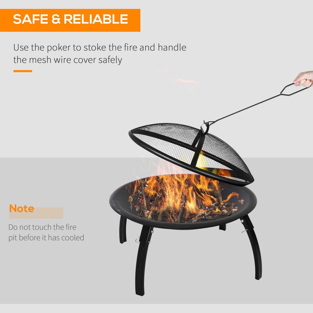 easycomfort easycomfort braciere da giardino con coperchio parascintille e attizzatoio piedini pieghevoli salvaspazio 56x39 5cm nero ean 8054144131931