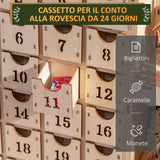 easycomfort easycomfort calendario avvento di natale rettangolare con motivi a tema e 12 luci a led 22x9x30 cm in compensato arancione