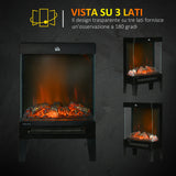 easycomfort easycomfort camino elettrico 1000w 2000w con fiamma led realistica e controllo temperatura 40 5x20x62 cm nero