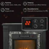 easycomfort easycomfort camino elettrico da incasso a terra con timer fiamma e temperatura regolabile 80x21 6x67 8 cm nero