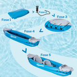 easycomfort easycomfort canoa gonfiabile 2 posti kayak con 2 remi in alluminio pompa gonfiaggio e kit riparazione azzurro