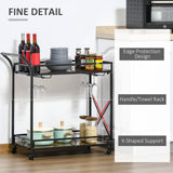 easycomfort easycomfort carrello da cucina 2 ripiani in stile industriale 4 ruote girevoli e maniglia 79 5x38x80cm marrone rustico