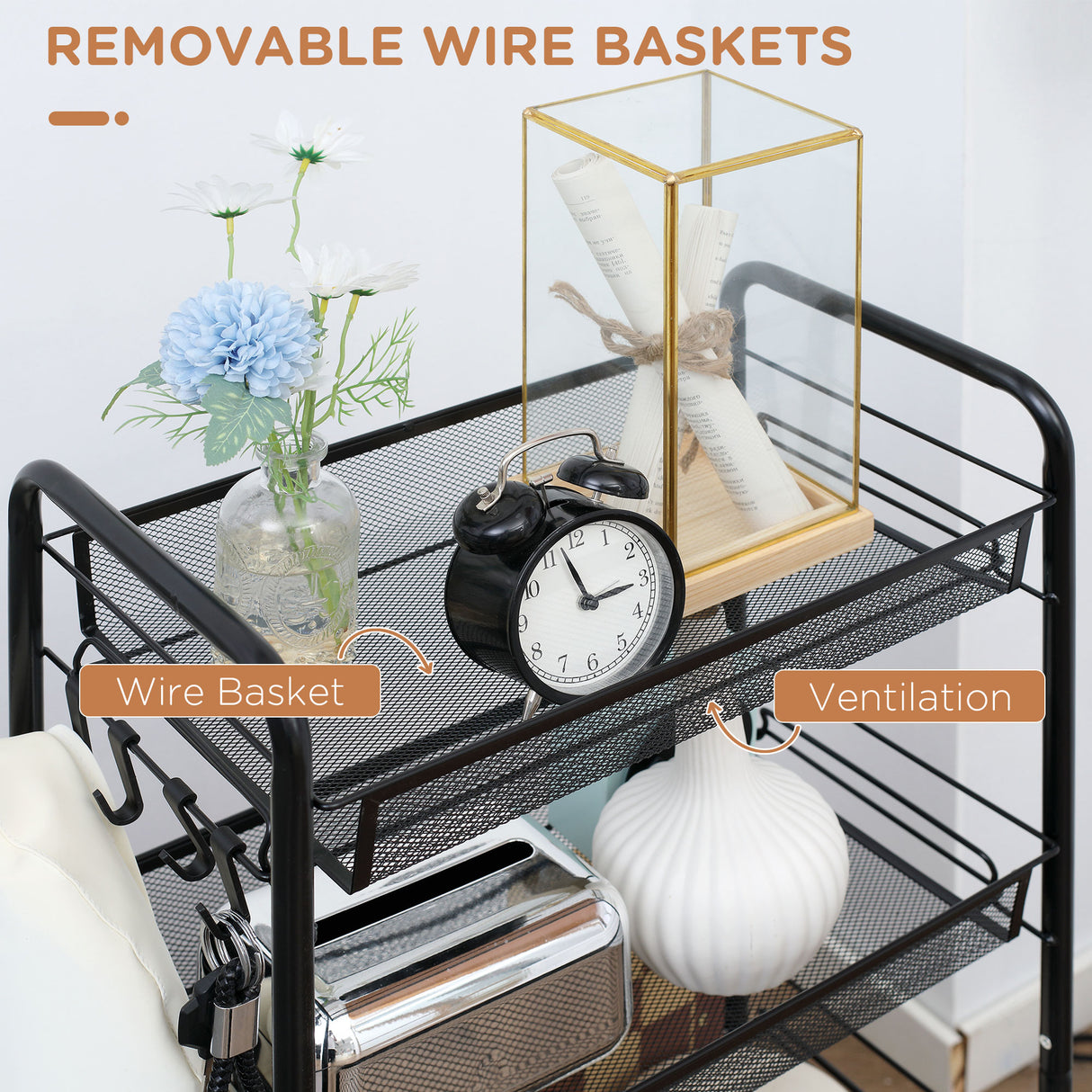 easycomfort easycomfort carrello da cucina a 4 ripiani rimovibili con 4 ganci e ruote in acciaio e plastica pp 45x26 5x84 cm nero