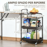 easycomfort easycomfort carrello da cucina con ripiano pieghevole e ruote marrone