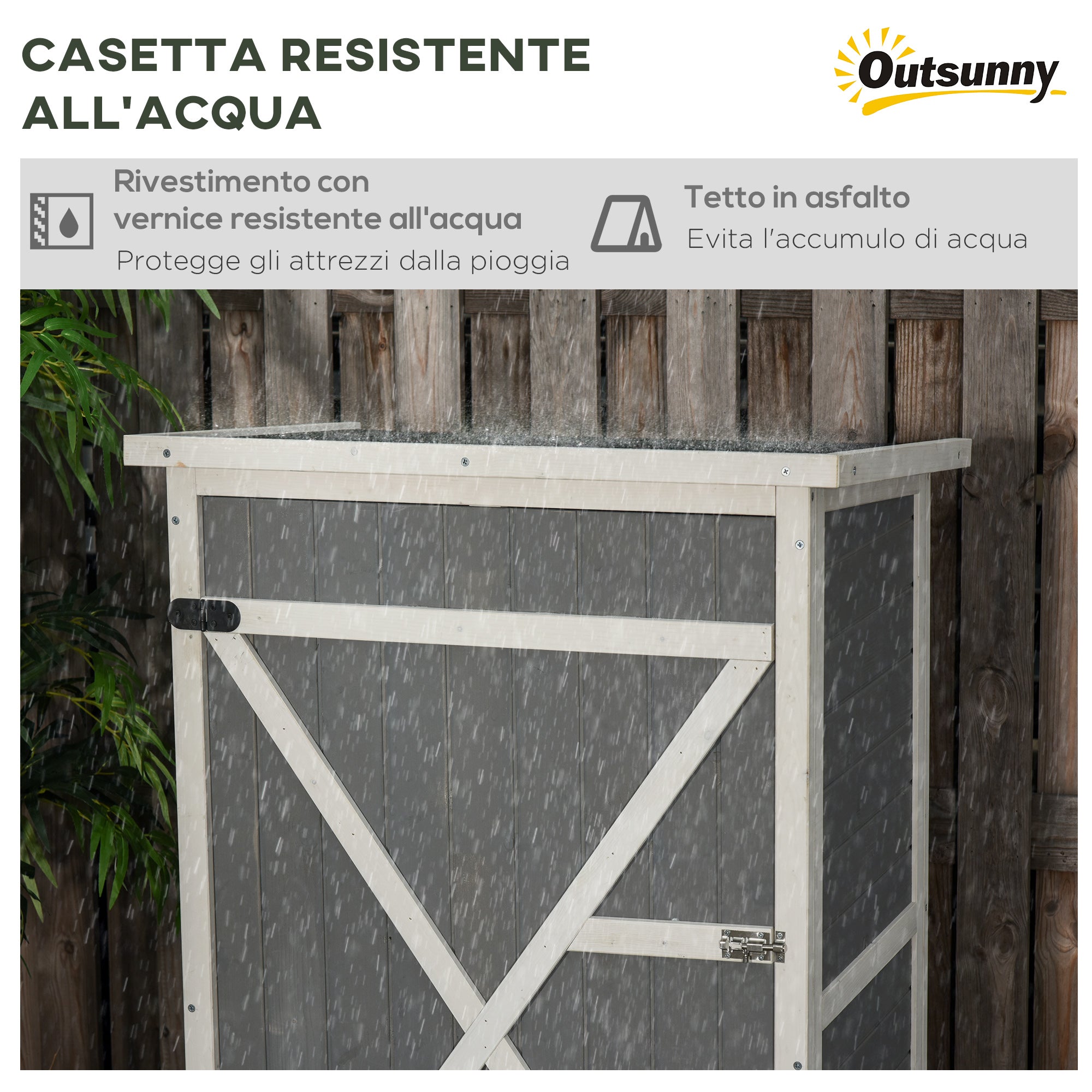 EASYCOMFORT Casetta da Giardino in Legno con Tetto Impermeabile, Armadio Porta  Attrezzi da Esterno con 2 Mensole, 75x56x115cm