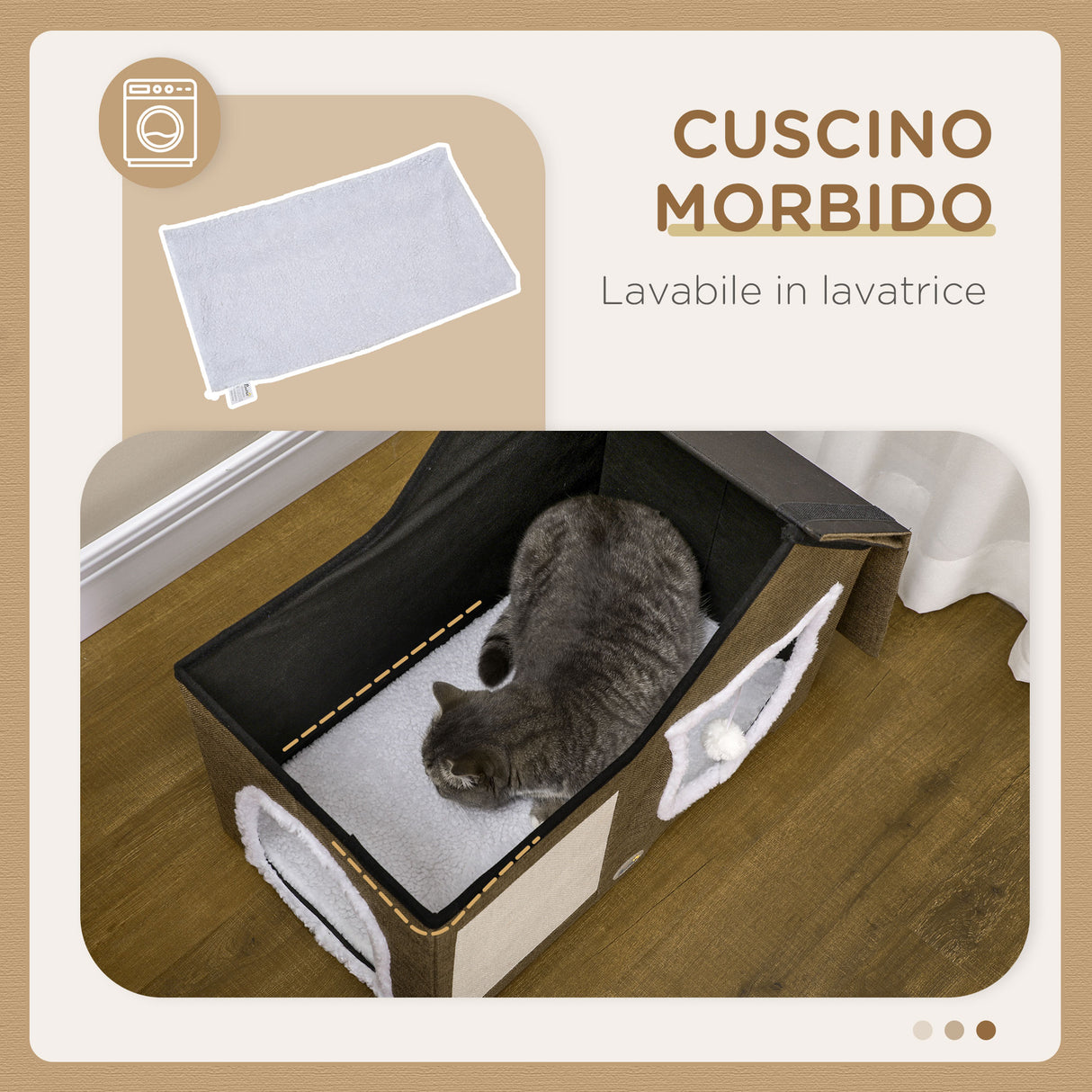 easycomfort easycomfort casetta per gatti con 2 porte pallina da gioco cuscino e tappetino tiragraffi 65x41x45 5 cm