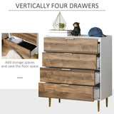 easycomfort easycomfort cassettiera 4 cassetti con maniglie e piedini dorati in legno bianco e noce