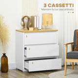 easycomfort easycomfort cassettiera a 3 cassetti in truciolato bianco per camera da letto studio e soggiorno 70x37x75cm