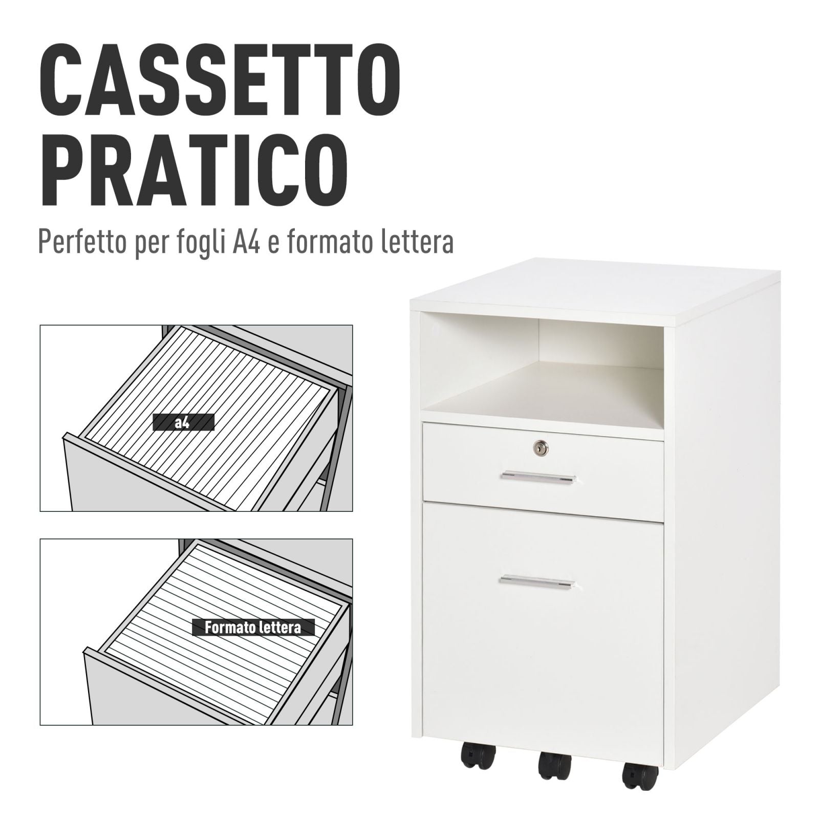 EASYCOMFORT Cassettiera da Ufficio, Cassettiera per Scrivania