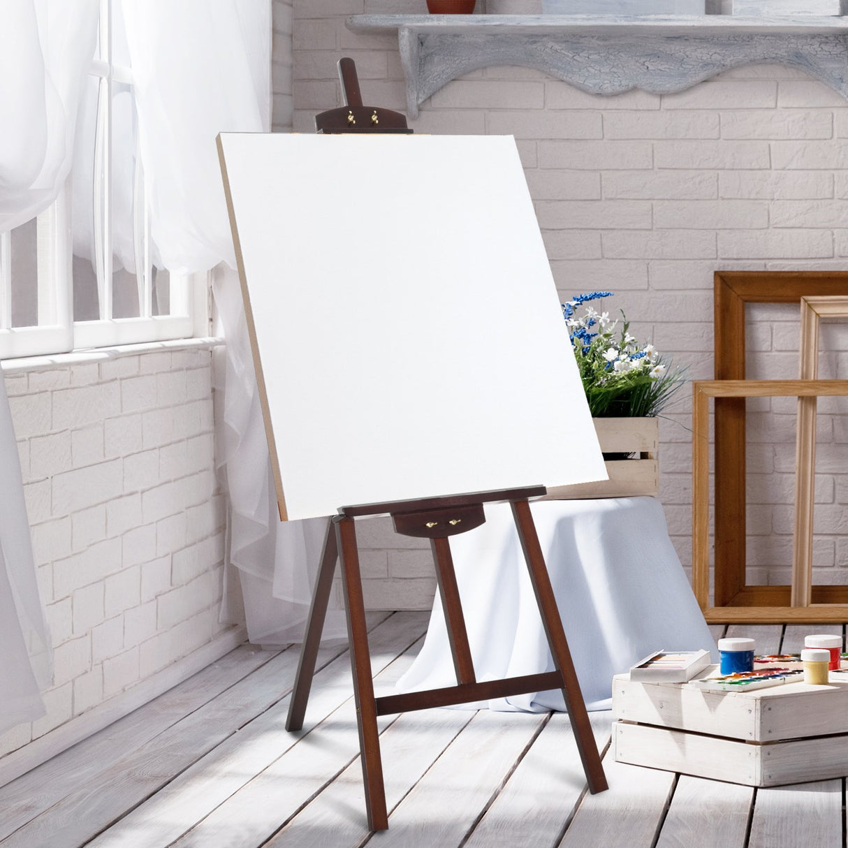 easycomfort easycomfort cavalletto per pittura in legno altezza e inclinazione regolabili marrone 46x60x140cm ean 8054111840453