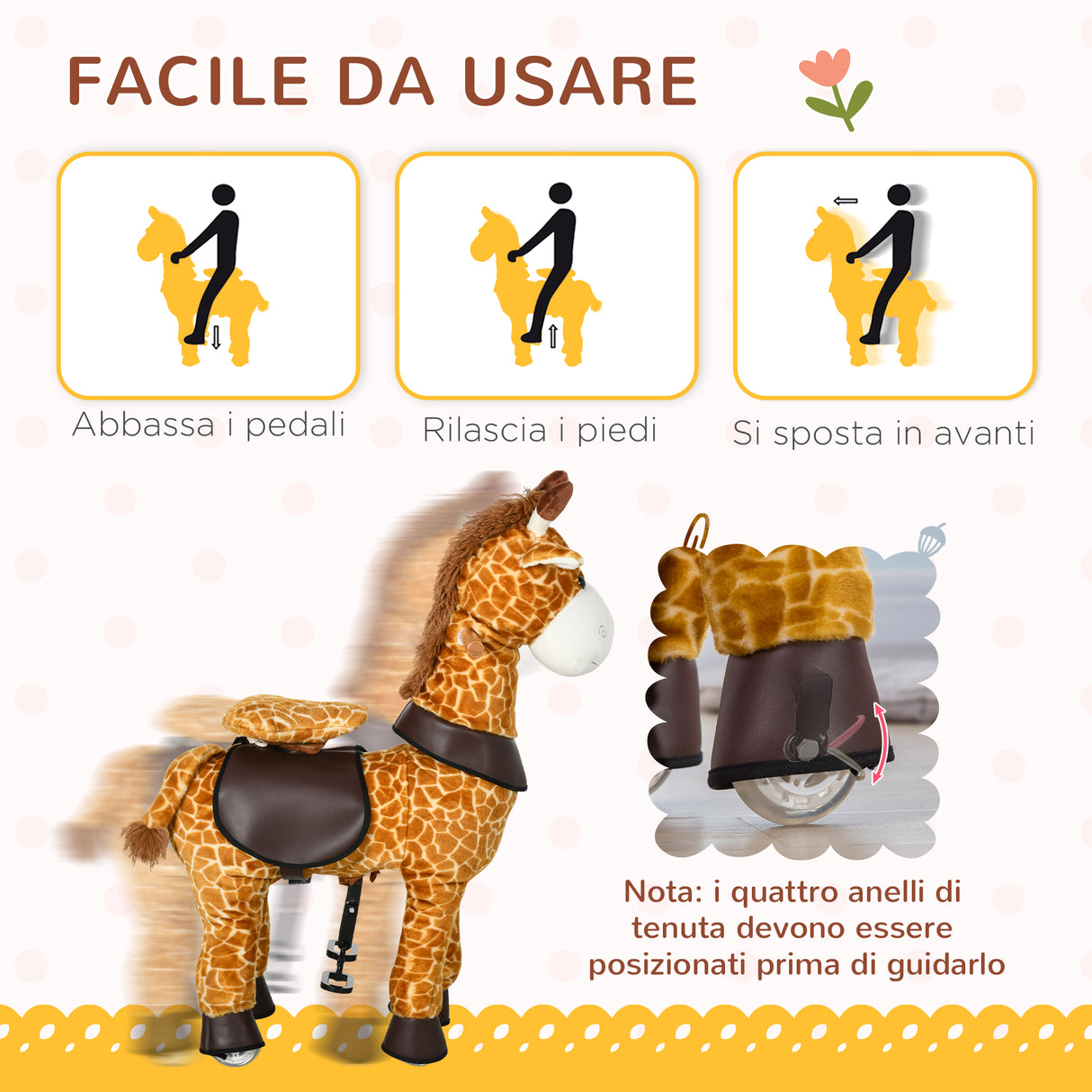 easycomfort easycomfort cavallo a dondolo con ruote a forma di giraffa per bambini da 3 6 anni 70x32x87cm giallo