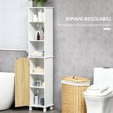 easycomfort easycomfort colonna bagno salvaspazio con 3 vani aperti e armadietto in legno 33 5x29x169cm bianco e marrone chiaro