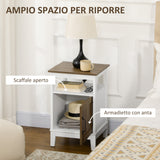easycomfort easycomfort comodino con armadietto e ripiano in truciolato dallo stile rustico 38 5x35x59 7cm bianco