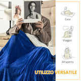 easycomfort easycomfort coperta double face in flanella 220 gsm e sherpa 260 gsm per interno ed esterno 203x152x0 5 cm blu scuro