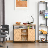 easycomfort easycomfort credenza con ante e vani aperti mobile consolle in mdf e metallo 100x35x80cm rovere