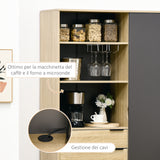 easycomfort easycomfort credenza moderna con armadietto cassetto e porta calici 110x41 5x180cm legno naturale e grigio