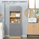 easycomfort easycomfort credenza moderna per cucina con 2 cassetti e armadietto madia in legno 60x38x168cm grigio