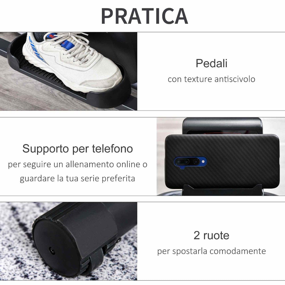 easycomfort easycomfort cyclette bici ellittica magnetica con schermo lcd 8 livelli di resistenza e sedile regolabile 103x62x151cm nero ean 8054144136714