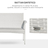 easycomfort easycomfort divano da esterno 2 posti in rattan pe panchina da giardino con cuscini e braccioli 120x63x77cm bianco ean 8055776911304