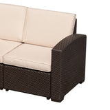 easycomfort easycomfort divano da esterno a 3 posti in pe rattan con cuscini marrone 199x71x75cm ean 8055776914978