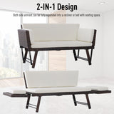 easycomfort easycomfort divano da giardino 2 posti trasformabile in lettino in pe rattan bianco 129x66x67cm ean 8054144135274