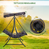 easycomfort easycomfort dondolo 2 posti da giardino e terrazzo con seduta inclinata e tettuccio parasole poliestere nero 160x117x173cm ean 8055776913018