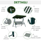 easycomfort easycomfort dondolo 3 posti in acciaio con tettuccio e imbottitura in tessuto a righe bianco e verde ean 8054144132563