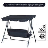 easycomfort easycomfort dondolo a 3 posti con tettuccio parasole inclinabile in acciaio nero ean 8054111848862