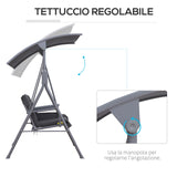 easycomfort easycomfort dondolo da giardino 2 posti separati con tavolino centrale e tetto regolabile in metallo 175x112x165cm grigio ean 8054144137643