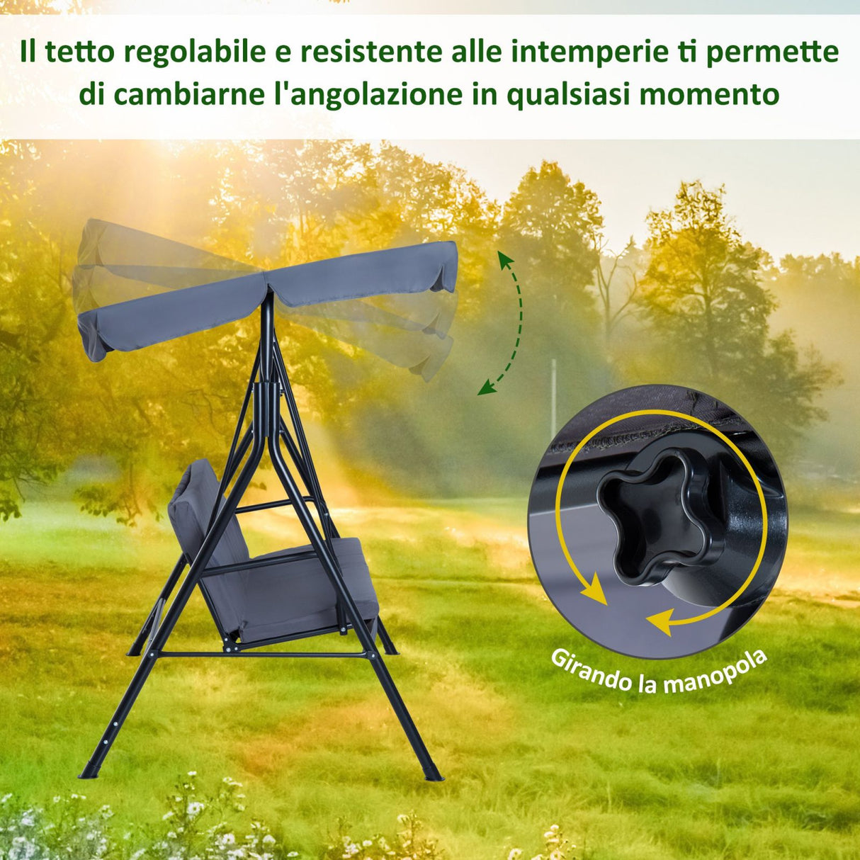 easycomfort easycomfort dondolo da giardino con tettuccio parasole inclinabile in tessuto di poliestere grigio ean 8054111848824