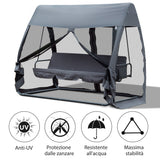 easycomfort easycomfort dondolo da giardino con zanzariera e cuscino grigio ferro 240x140x197cm