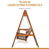 easycomfort easycomfort dondolo da giardino in legno a 2 posti con catene in metallo arredamento da esterno color teak 160x121x165cm