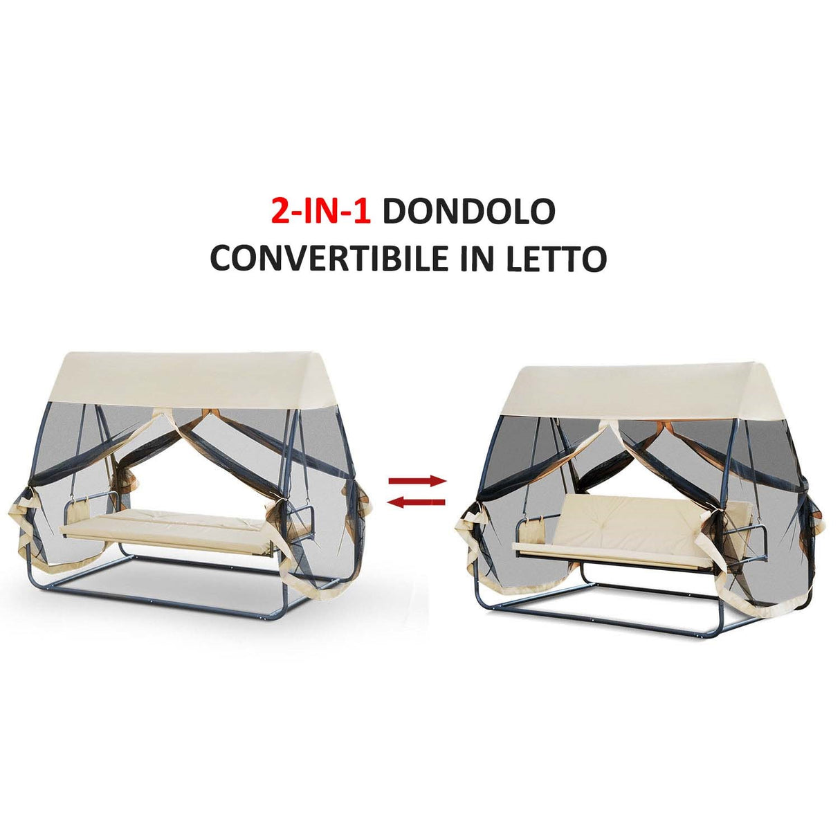 easycomfort easycomfort dondolo letto 3 posti ribaltabile esterno con zanzariera caffe chiaro