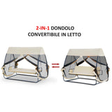 easycomfort easycomfort dondolo letto 3 posti ribaltabile esterno con zanzariera caffe chiaro
