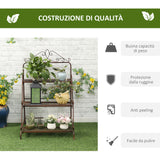 easycomfort easycomfort fioriera da esterni a 3 livelli salvaspazio struttura in metallo 60 5x59 5x95 5cm marrone