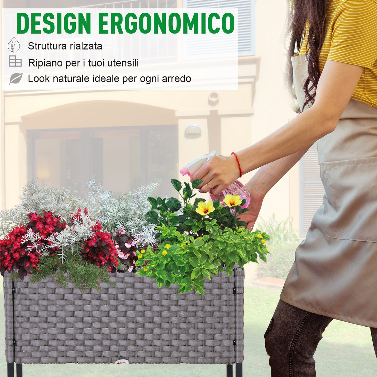 easycomfort easycomfort fioriera effetto vimini con ripiano grigio 70cm x 30cm x 72cm ean 8054144132303