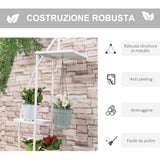 easycomfort easycomfort fioriera in metallo a 5 ripiani 2 pezzi per interni ed esterni 53x33x154cm bianco