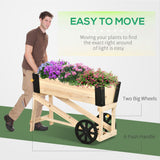 easycomfort easycomfort fioriera rialzata a 2 ruote da esterno in legno naturale per fiori e piante da giardino