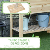 easycomfort easycomfort fioriera rialzata in legno di abete con ripiano inferiore e con fori di drenaggio 90x40x81cm