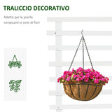 easycomfort easycomfort fioriera rialzata verticale da esterni con 4 ruote e traliccio per viti in legno 76x30x155cm bianca