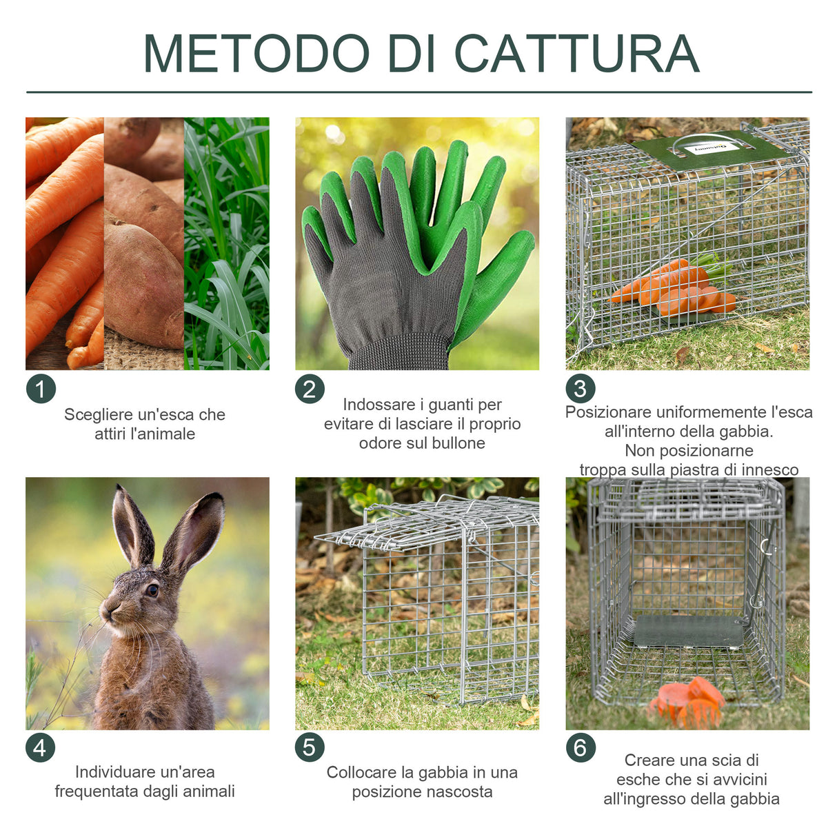 easycomfort easycomfort gabbia trappola per animali vivi pieghevole in acciaio 81x26x34 5cm argento